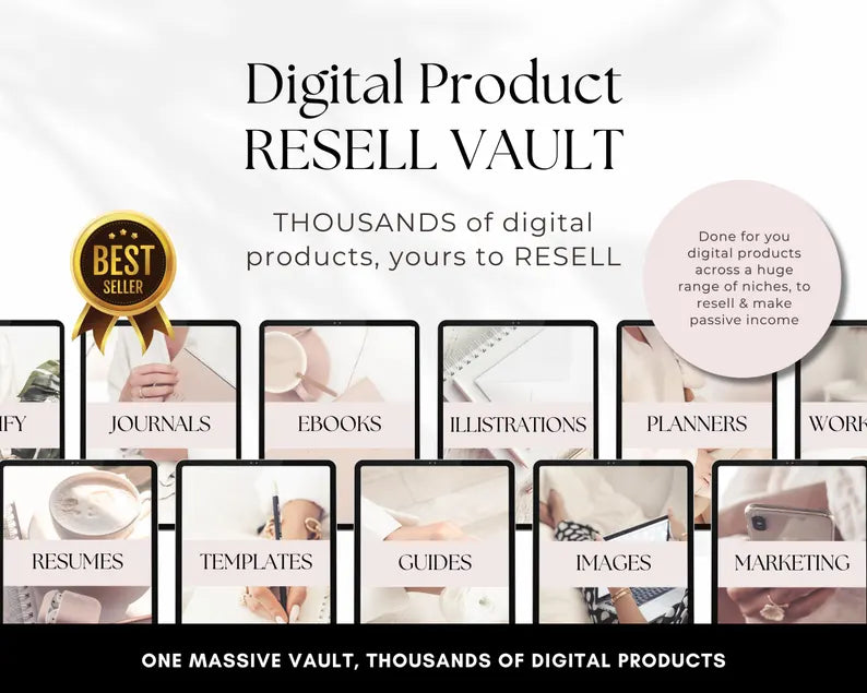 Digital Product Resell Vault, Thousands of Done-For-You Digital Products, Passive Income, Master Resell + Private Label Rights, MRR & PLR