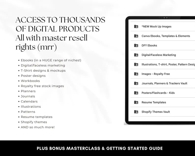 Digital Product Resell Vault, Thousands of Done-For-You Digital Products, Passive Income, Master Resell + Private Label Rights, MRR & PLR