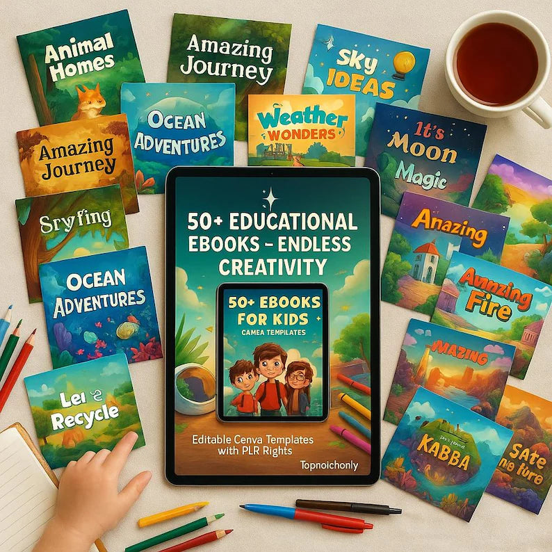 50 Kids eBook Canva Templates – Editable Storybook Designs with PLR