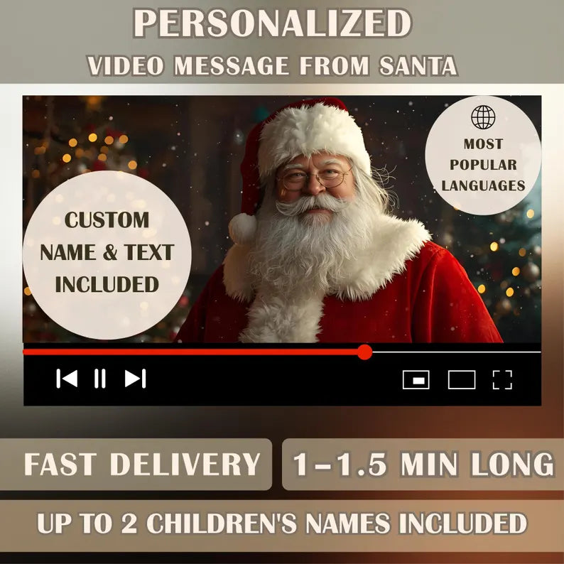 Personalized Santa Video Message | Unique Holiday Surprise | Custom HD 4K Christmas Gift for Kids